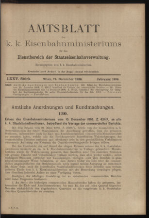 Verordnungs- und Anzeige-Blatt der k.k. General-Direction der österr. Staatsbahnen 18981217 Seite: 1