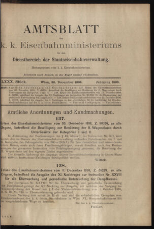 Verordnungs- und Anzeige-Blatt der k.k. General-Direction der österr. Staatsbahnen 18981230 Seite: 1