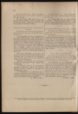 Verordnungs- und Anzeige-Blatt der k.k. General-Direction der österr. Staatsbahnen 18990107 Seite: 12