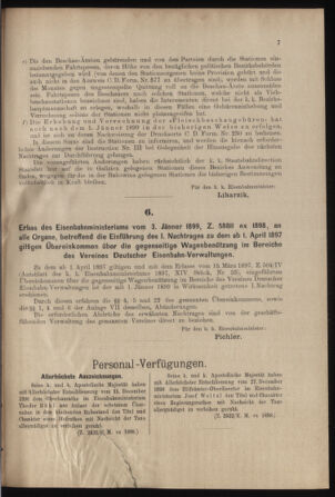 Verordnungs- und Anzeige-Blatt der k.k. General-Direction der österr. Staatsbahnen 18990107 Seite: 7