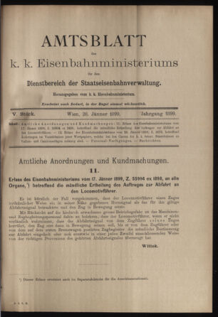 Verordnungs- und Anzeige-Blatt der k.k. General-Direction der österr. Staatsbahnen 18990128 Seite: 1