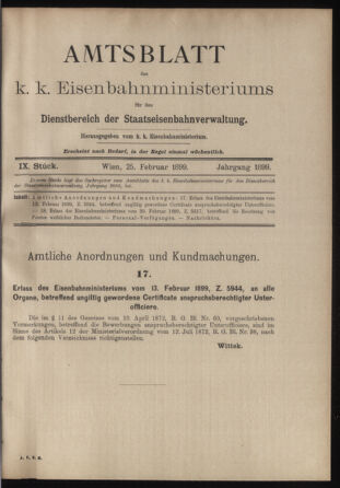 Verordnungs- und Anzeige-Blatt der k.k. General-Direction der österr. Staatsbahnen