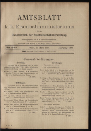 Verordnungs- und Anzeige-Blatt der k.k. General-Direction der österr. Staatsbahnen 18990324 Seite: 1