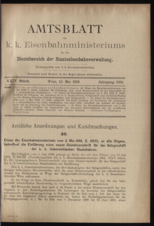 Verordnungs- und Anzeige-Blatt der k.k. General-Direction der österr. Staatsbahnen 18990513 Seite: 1