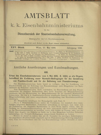 Verordnungs- und Anzeige-Blatt der k.k. General-Direction der österr. Staatsbahnen 18990520 Seite: 1