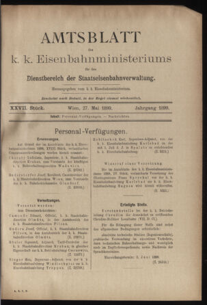 Verordnungs- und Anzeige-Blatt der k.k. General-Direction der österr. Staatsbahnen 18990527 Seite: 1