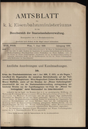 Verordnungs- und Anzeige-Blatt der k.k. General-Direction der österr. Staatsbahnen 18990607 Seite: 1