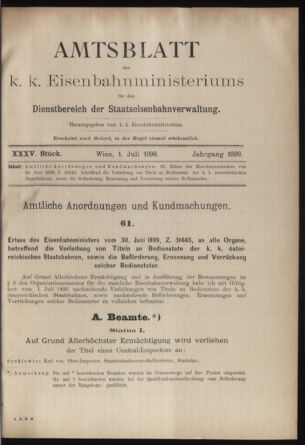 Verordnungs- und Anzeige-Blatt der k.k. General-Direction der österr. Staatsbahnen 18990701 Seite: 11