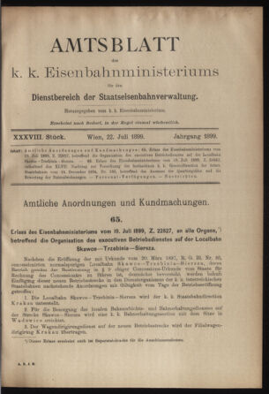 Verordnungs- und Anzeige-Blatt der k.k. General-Direction der österr. Staatsbahnen 18990722 Seite: 1