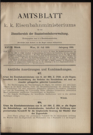 Verordnungs- und Anzeige-Blatt der k.k. General-Direction der österr. Staatsbahnen