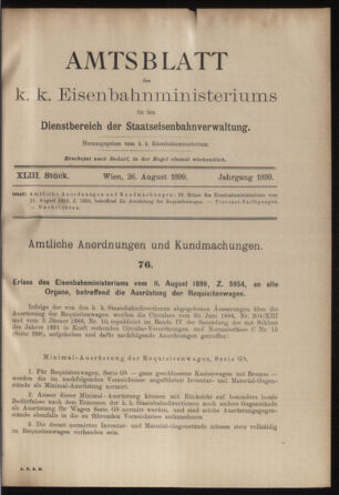 Verordnungs- und Anzeige-Blatt der k.k. General-Direction der österr. Staatsbahnen 18990826 Seite: 1