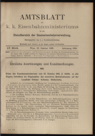 Verordnungs- und Anzeige-Blatt der k.k. General-Direction der österr. Staatsbahnen 18991023 Seite: 1