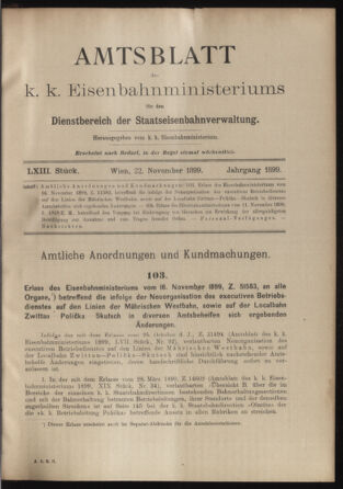 Verordnungs- und Anzeige-Blatt der k.k. General-Direction der österr. Staatsbahnen