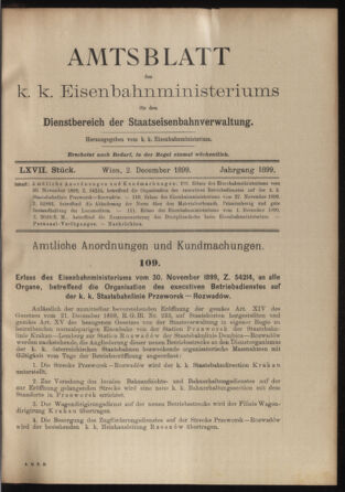 Verordnungs- und Anzeige-Blatt der k.k. General-Direction der österr. Staatsbahnen 18991202 Seite: 1