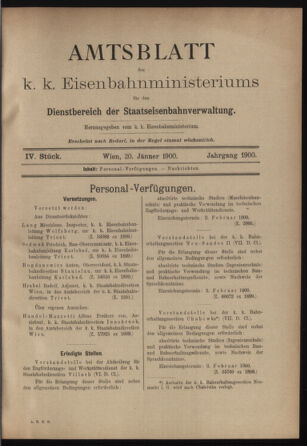 Verordnungs- und Anzeige-Blatt der k.k. General-Direction der österr. Staatsbahnen 19000120 Seite: 1