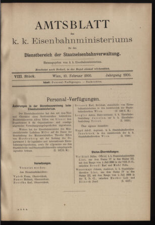 Verordnungs- und Anzeige-Blatt der k.k. General-Direction der österr. Staatsbahnen 19000210 Seite: 1