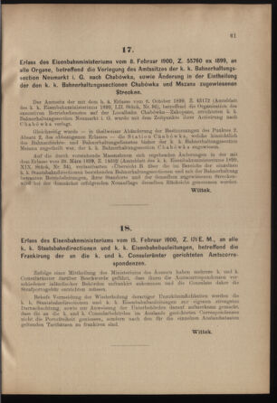 Verordnungs- und Anzeige-Blatt der k.k. General-Direction der österr. Staatsbahnen 19000217 Seite: 5