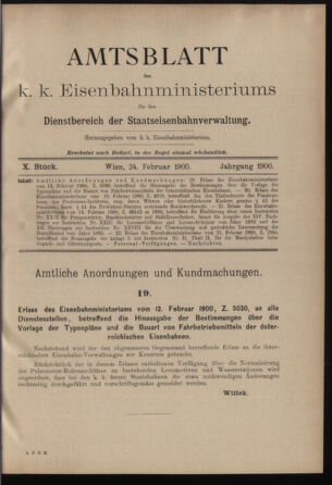 Verordnungs- und Anzeige-Blatt der k.k. General-Direction der österr. Staatsbahnen 19000224 Seite: 1