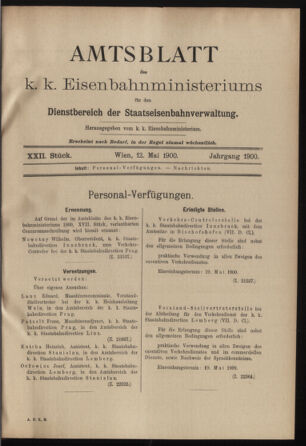 Verordnungs- und Anzeige-Blatt der k.k. General-Direction der österr. Staatsbahnen 19000512 Seite: 1