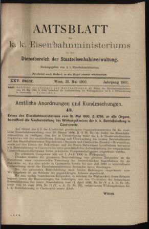 Verordnungs- und Anzeige-Blatt der k.k. General-Direction der österr. Staatsbahnen 19000528 Seite: 1