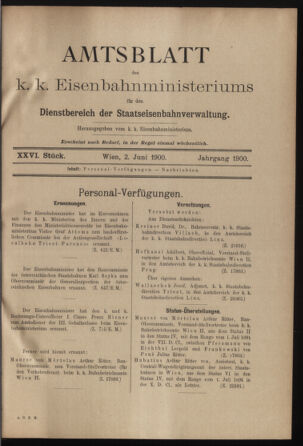 Verordnungs- und Anzeige-Blatt der k.k. General-Direction der österr. Staatsbahnen 19000602 Seite: 1