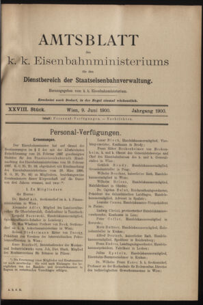 Verordnungs- und Anzeige-Blatt der k.k. General-Direction der österr. Staatsbahnen 19000609 Seite: 1