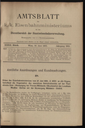 Verordnungs- und Anzeige-Blatt der k.k. General-Direction der österr. Staatsbahnen 19000630 Seite: 1