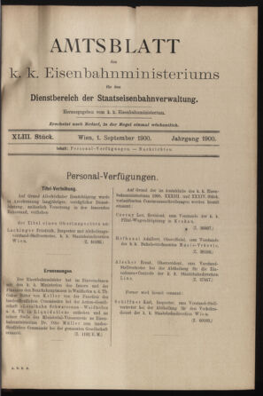 Verordnungs- und Anzeige-Blatt der k.k. General-Direction der österr. Staatsbahnen 19000901 Seite: 1