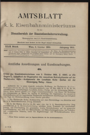 Verordnungs- und Anzeige-Blatt der k.k. General-Direction der österr. Staatsbahnen 19001006 Seite: 1