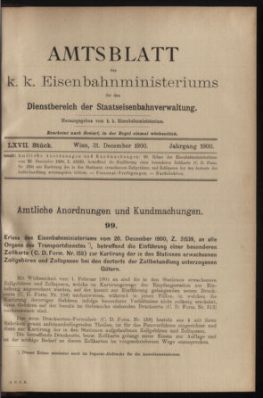 Verordnungs- und Anzeige-Blatt der k.k. General-Direction der österr. Staatsbahnen 19001231 Seite: 15