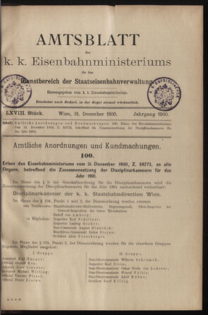 Verordnungs- und Anzeige-Blatt der k.k. General-Direction der österr. Staatsbahnen 19001231 Seite: 21