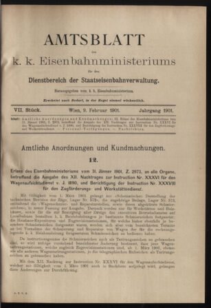 Verordnungs- und Anzeige-Blatt der k.k. General-Direction der österr. Staatsbahnen 19010209 Seite: 1