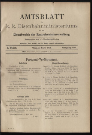 Verordnungs- und Anzeige-Blatt der k.k. General-Direction der österr. Staatsbahnen 19010302 Seite: 1