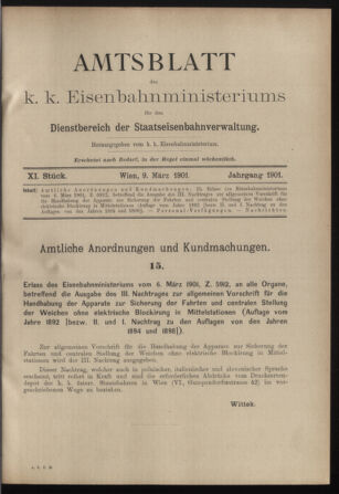 Verordnungs- und Anzeige-Blatt der k.k. General-Direction der österr. Staatsbahnen 19010309 Seite: 1