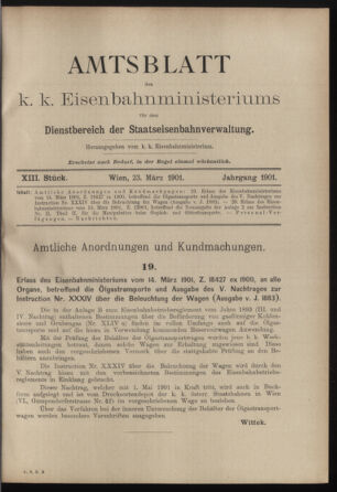 Verordnungs- und Anzeige-Blatt der k.k. General-Direction der österr. Staatsbahnen 19010323 Seite: 1