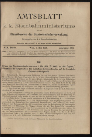 Verordnungs- und Anzeige-Blatt der k.k. General-Direction der österr. Staatsbahnen 19010504 Seite: 1