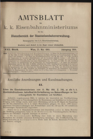 Verordnungs- und Anzeige-Blatt der k.k. General-Direction der österr. Staatsbahnen 19010525 Seite: 1