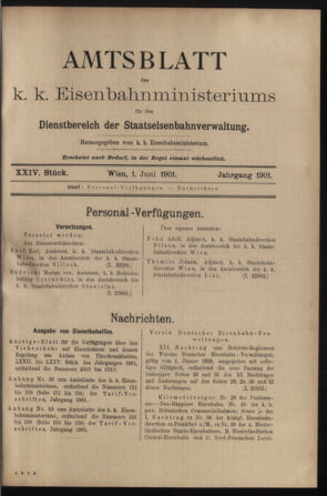 Verordnungs- und Anzeige-Blatt der k.k. General-Direction der österr. Staatsbahnen 19010601 Seite: 1