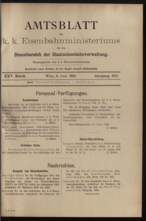 Verordnungs- und Anzeige-Blatt der k.k. General-Direction der österr. Staatsbahnen 19010608 Seite: 1