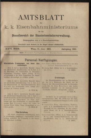 Verordnungs- und Anzeige-Blatt der k.k. General-Direction der österr. Staatsbahnen 19010615 Seite: 1