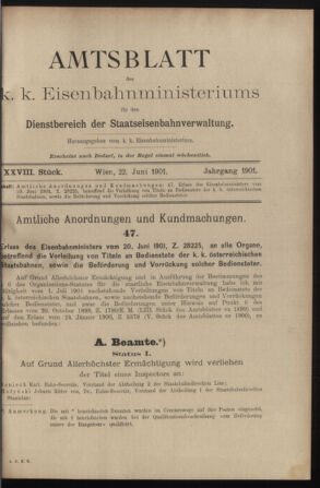 Verordnungs- und Anzeige-Blatt der k.k. General-Direction der österr. Staatsbahnen 19010622 Seite: 7