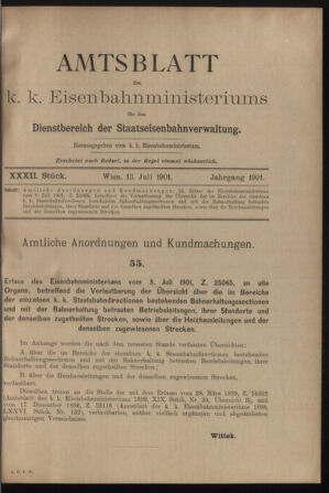 Verordnungs- und Anzeige-Blatt der k.k. General-Direction der österr. Staatsbahnen 19010713 Seite: 13