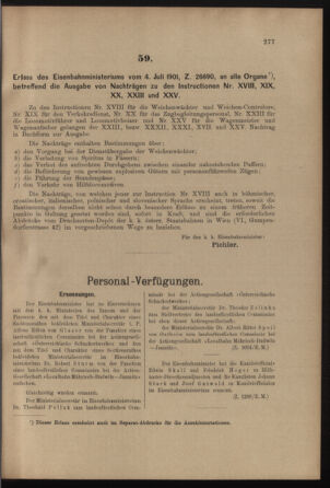 Verordnungs- und Anzeige-Blatt der k.k. General-Direction der österr. Staatsbahnen 19010720 Seite: 5