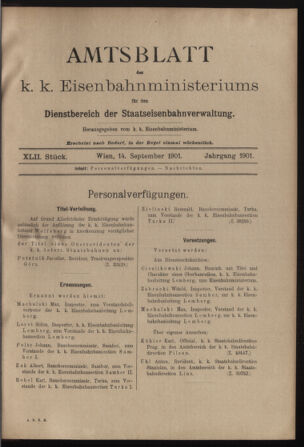 Verordnungs- und Anzeige-Blatt der k.k. General-Direction der österr. Staatsbahnen 19010914 Seite: 1