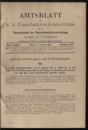 Verordnungs- und Anzeige-Blatt der k.k. General-Direction der österr. Staatsbahnen 19011011 Seite: 1