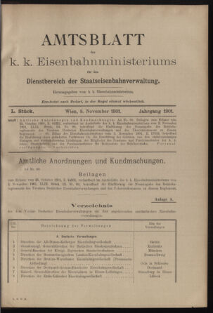 Verordnungs- und Anzeige-Blatt der k.k. General-Direction der österr. Staatsbahnen 19011109 Seite: 1