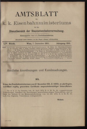 Verordnungs- und Anzeige-Blatt der k.k. General-Direction der österr. Staatsbahnen 19011207 Seite: 1