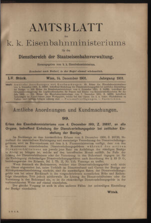 Verordnungs- und Anzeige-Blatt der k.k. General-Direction der österr. Staatsbahnen 19011214 Seite: 1