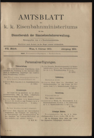 Verordnungs- und Anzeige-Blatt der k.k. General-Direction der österr. Staatsbahnen 19020208 Seite: 1