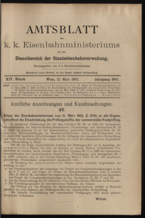 Verordnungs- und Anzeige-Blatt der k.k. General-Direction der österr. Staatsbahnen 19020322 Seite: 1